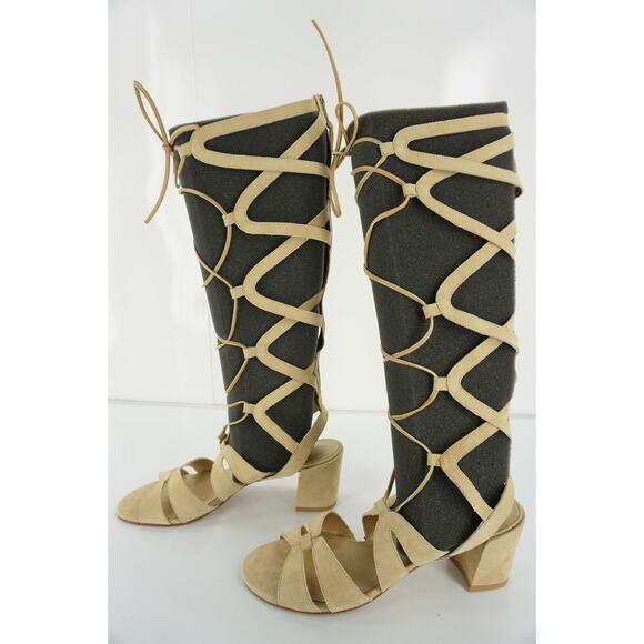 Stuart Weitzman Roman Gladiator Suede Sandal Size 8 Block Heel Open Toe $425 New - Picture 8 of 11